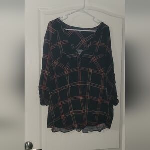 Torrid Black and Red Relaxed Button Down Tunic